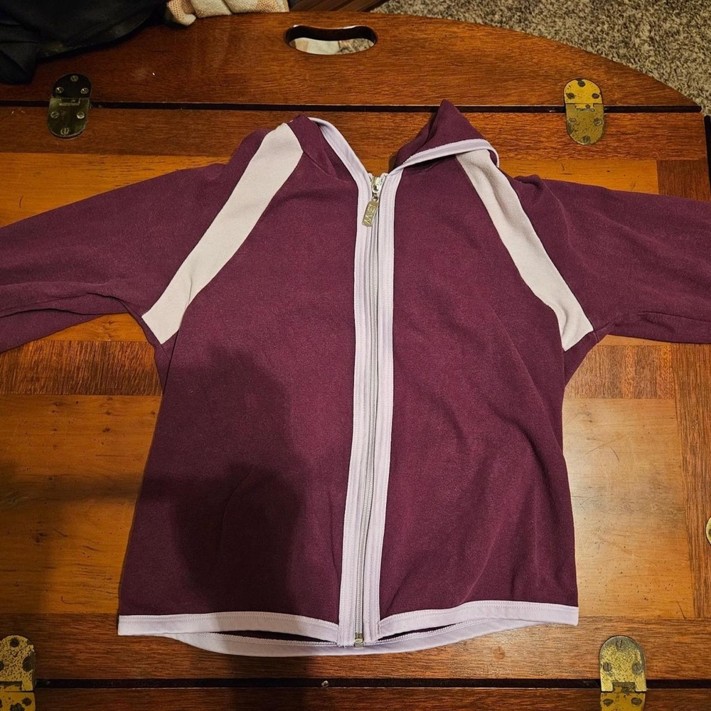 Sportsgirl Plum Zip Hoodie with White Trim
